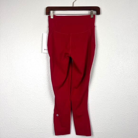 Lululemon Base Pace High Rise Crop 23” NWT Size 6 Red Nulu Running Tight - Picture 6 of 7